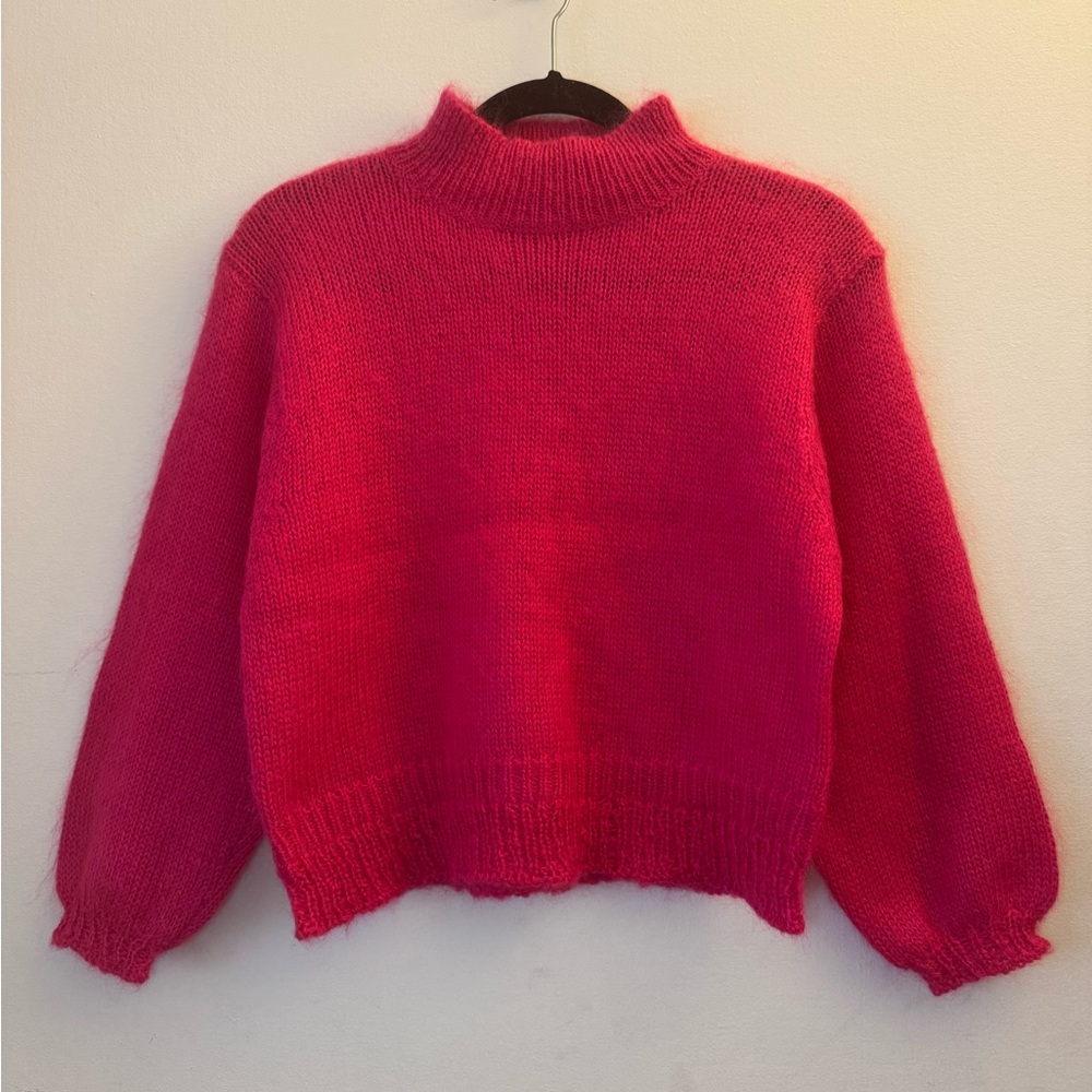 Stefano International Vintage Hand Knit Pink Crochet Swetaer